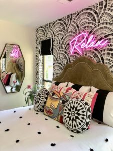 headboard/mirror - neon bedroom